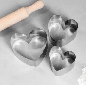 Набор форм металлических для выпечки, салатов и печенья Dessert Rings 3 шт. разного размера Сердце от компании ART-DECO МАРКЕТ - магазин товаров для дома - фото 1