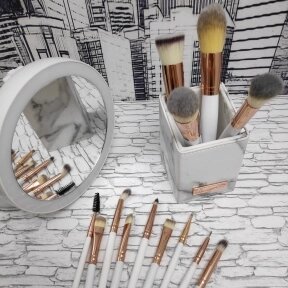 Набор кистей Premium класса с подставкой BH Signature Rose Gold  13 (кистей) Piece Brush Set Нежный мраморно - белый с от компании bel-ok - магазин товаров для дома - фото 1