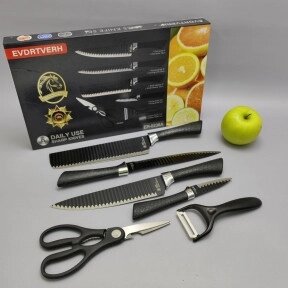 Набор кухонных ножей из нержавеющей стали 6 предметов EVDRTVERH ER-0238A/ Подарочная упаковка от компании ART-DECO МАРКЕТ - магазин товаров для дома - фото 1
