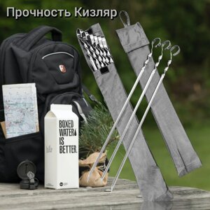 Набор прочных угловых шампуров для шашлыка Кизляр России, 57 см (6 шт. Гарантия качества