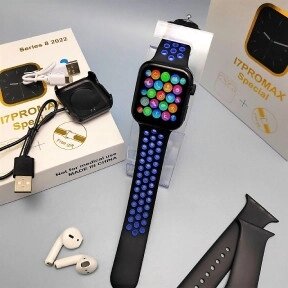 Набор Умные часы I7PROMAX Special Watch Series 8 2022   наушники (зарядный кейс, силиконовые браслеты) Синие от компании ART-DECO МАРКЕТ - магазин товаров для дома - фото 1