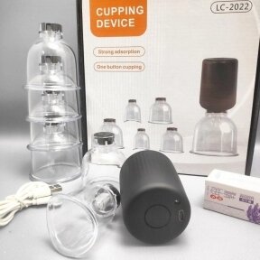 Набор вакуумных массажных банок с электрическим беспроводным насосом Cupping Device LC-2022 ( 6 банок, антицеллюлит, от компании bel-ok - магазин товаров для дома - фото 1