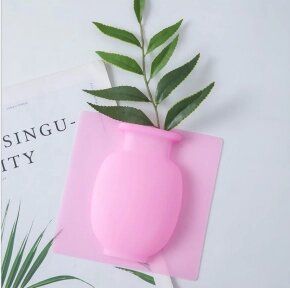 Настенная силиконовая ваза для цветов Magic Vase, многоразовая (без клея, гипоаллергенный материал) Розовая от компании ART-DECO МАРКЕТ - магазин товаров для дома - фото 1