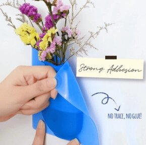Настенная силиконовая ваза для цветов Magic Vase, многоразовая (без клея, гипоаллергенный материал) Синяя от компании ART-DECO МАРКЕТ - магазин товаров для дома - фото 1
