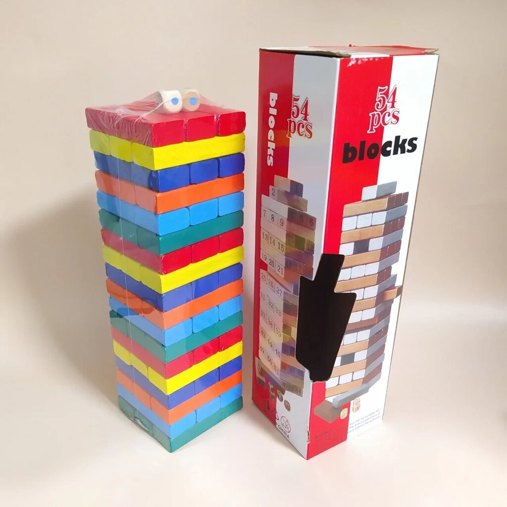 Настольная игра Дженга Party (Jenga, Башня) цветная от компании ART-DECO МАРКЕТ - магазин товаров для дома - фото 1