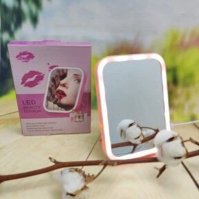 Настольное зеркало для макияжа с подсветкой Led Beauty Mirror (три режима яркости) Розовый от компании bel-ok - магазин товаров для дома - фото 1