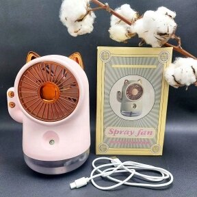 Настольный мини-вентилятор Кошка SPRAY FAN FY-80 (увлажнение и охлаждение, 3 режима обдува, USB) от компании bel-ok - магазин товаров для дома - фото 1