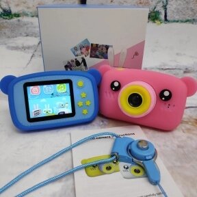 NEW design Детский фотоаппарат Zup Childrens Fun Camera со встроенной памятью и играми Мишка Розовый от компании bel-ok - магазин товаров для дома - фото 1