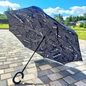 NEW Зонт наоборот двухсторонний UpBrella (антизонт) / Умный зонт обратного сложения Черная газета от компании bel-ok - магазин товаров для дома - фото 1