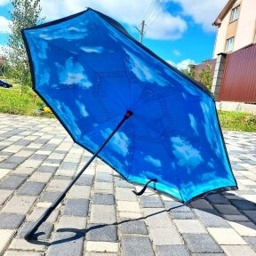 NEW Зонт наоборот двухсторонний UpBrella (антизонт) / Умный зонт обратного сложения Голубое небо и облака от компании bel-ok - магазин товаров для дома - фото 1