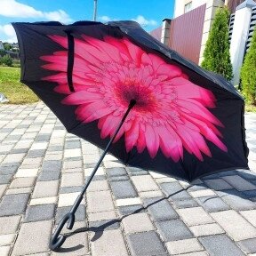 NEW Зонт наоборот двухсторонний UpBrella (антизонт) / Умный зонт обратного сложения Розовый цветок от компании ART-DECO МАРКЕТ - магазин товаров для дома - фото 1
