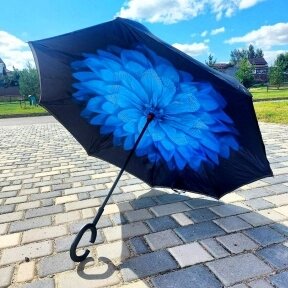 NEW Зонт наоборот двухсторонний UpBrella (антизонт) / Умный зонт обратного сложения Синяя роза от компании bel-ok - магазин товаров для дома - фото 1