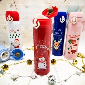 Новогодняя термокружка Merry Christ, 500 ml Красная Снеговик от компании ART-DECO МАРКЕТ - магазин товаров для дома - фото 1