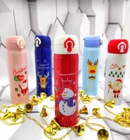 Новогодняя термокружка Merry Christ, 500 ml Красно-белая Снеговик от компании ART-DECO МАРКЕТ - магазин товаров для дома - фото 1