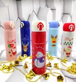 Новогодняя термокружка Merry Christ, 500 ml Красно-белая Снеговик от компании bel-ok - магазин товаров для дома - фото 1