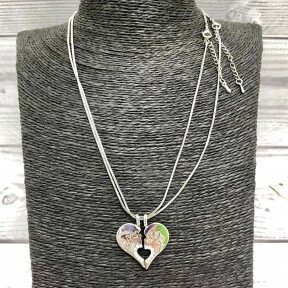 Парная подвеска Сердце на цепочках (2 цепочки, 2 половинки сердца) Серебро от компании ART-DECO МАРКЕТ - магазин товаров для дома - фото 1