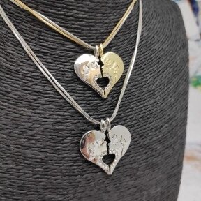 Парная подвеска Сердце на цепочках (2 цепочки, 2 половинки сердца) Золото - Серебро от компании ART-DECO МАРКЕТ - магазин товаров для дома - фото 1