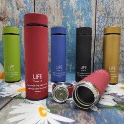 Термос Life Vacuum CUP с прорезиненным покрытием, 500 мл. Бордовый