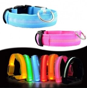 Светящийся ошейник для собак (3 режима) Glowing Dog Collar Голубой М (MAX 45 sm)