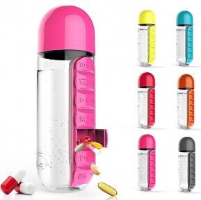 Таблетница-органайзер на каждый день Pill Vitamin Organizer с бутылкой для воды Розовый