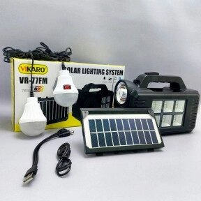 Многофункциональная кемпинговая осветительная зарядная станция Solar lighting system VR-77, 4000 мАч