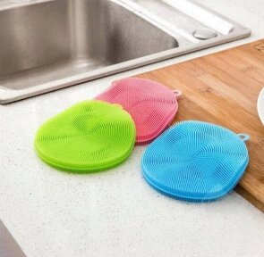 Мочалка силиконовая для мытья посуды / Многоразовая губка для чистоты, цвет МИКС