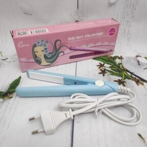 Утюжок плойка для выпрямления волос с керамическим покрытием CEINO Mini Hair Straightener SN - 888 Голубой корпус