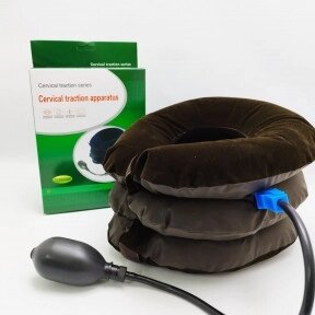 Ортопедический надувной воротник (подушка - массажер для шеи) с грушей Cervical Neck Trаction Device три