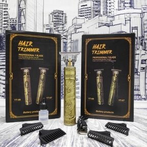 Винтажный триммер T-BLADE 4 в 1 (волосы, уход за бородой и усами, hair tattoo) в стиле ANTIC ASIA насадки 1-4 мм.