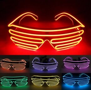 Светодиодные очки EL Wire для вечеринок с подсветкой (три режима подсветки) Оранжевые