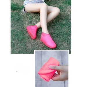 Бахилы (чехлы на обувь) от дождя и песка многоразовые силиконовые Waterproof Silicone Shoe. Суперпрочные, Розовые S