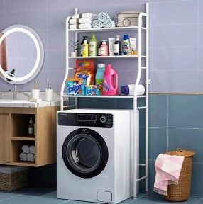 Стеллаж - полка напольная трехъярусная Washing machine storage rack для ванной комнаты над стиральной машиной /