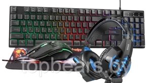 Набор игровой Hoco DI54 ( 4 в 1 Клавиатура + наушники + мышь + коврик ) цвет: черный