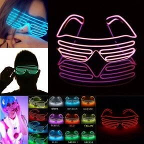 Светодиодные очки EL Wire для вечеринок с подсветкой (три режима подсветки) Белые