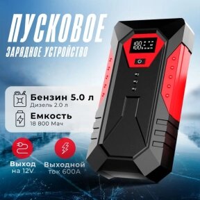 Пусковое зарядное устройство для автомобилей и мотоциклов Jump Starter M43A (MAX пусковой ток 600 А, 18 800 mAh,