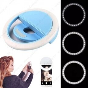 УЦЕНКА Кольцо для селфи (лампа подсветка) Selfie Ring Light RK-12, USB, 3 свет. режима Голубое