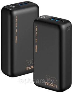 Внешний аккумулятор 30000mAh MIVO MB-308Q / 22.5W / PD3.0+QC3.0 / 2хUSB / Micro USB+Type-C / LED