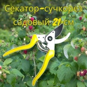 Секатор - сучкорез садовый с пружинным механизмом My Garden 21 см. / Стальные лезвия, прорезиненная рукоятка