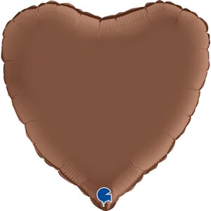 Шар (18''/46 см) Сердце, Шоколад, Сатин, 1 шт.