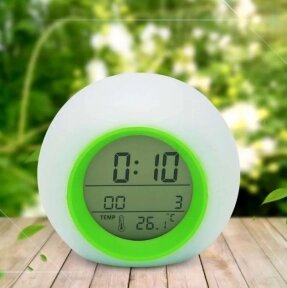 Часы - будильник с подсветкой Color ChangeGlowing LED (время, календарь, будильник, термометр) Зеленый