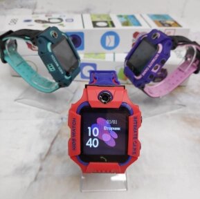 Часы детские Smart Watch Kids Baby Watch Q88 / Умные часы для детей Красный корпус - синий ремешок
