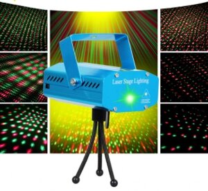 Галографический лазерный Mini проектор Звездное небо Laser Stage Laser Lighting, регулируемые скорость и режимы