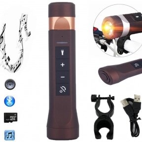 Колонка фонарик для велосипеда Multifunctional music torch (фонарик радио MР3 Bluetooth гарнитура) Коричневый