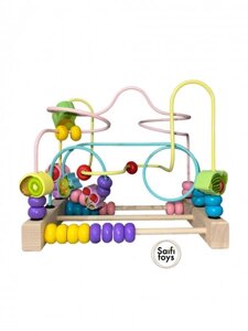 Детская развивающая серпантинка, игра лабиринт деревянный со счетами , игрушки развивашки для малышей
