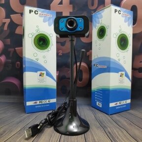 Веб-камера USB для компьютера PC camera В21 Black с микрофоном, разрешение 640х480, подсветка, длина кабеля 1,1 м