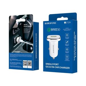 BZ12A Lasting power single port QC3.0 in-car charger белый BOROFONE 18W