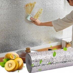Кухонная алюминиевая фольга - стикер (60смх3м) Масло - защитная и огнестойкая Серебро