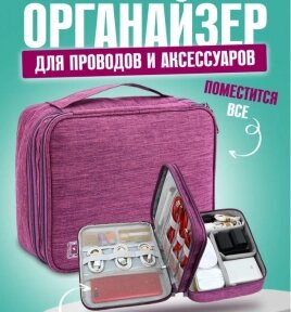 Сумка - органайзер для хранения проводов, зарядных устройств, гаджетов и аксессуаров / Дорожная сумка для гаджетов,