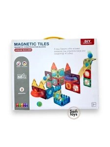 Детский магнитный конструктор Magnetic Tiles, 68 деталей, игра головоломка для детей