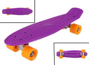 Скейт Пенни Борд (Penny Board) однотонный, матовые колеса 2 дюйма (цвет микс), до 60 кг. Фиолетовый